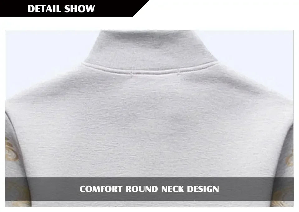 Mens Sports Suit Fleece Warm Jacket and Drawstring Pants Set Printed Fashion Tracksuit for Men