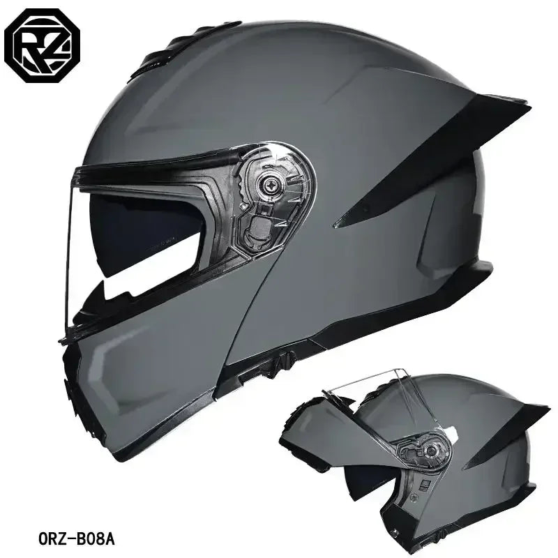 Bad Boy Flip Up Motorcycle Helmet Face Dual Visor Double Mirror Racing Helmet with Night Vision Lens for All Season Riding