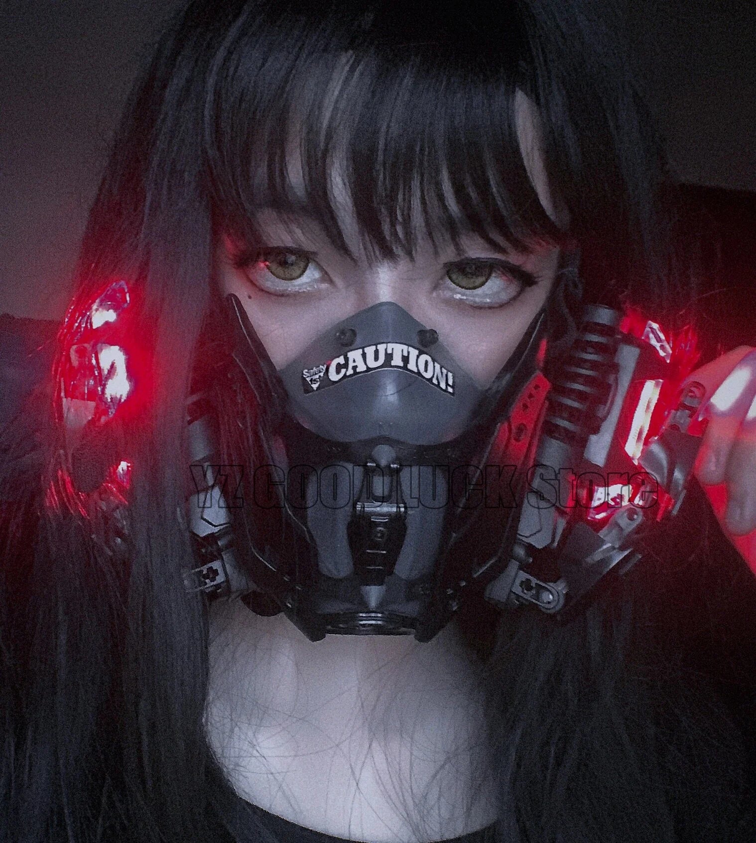 Cyberpunk Mechanical LED Cosplay Mask Futuristic Light Up Costume Mask for Festivals Parties Gaming and Creative Outfits by CyberTribe