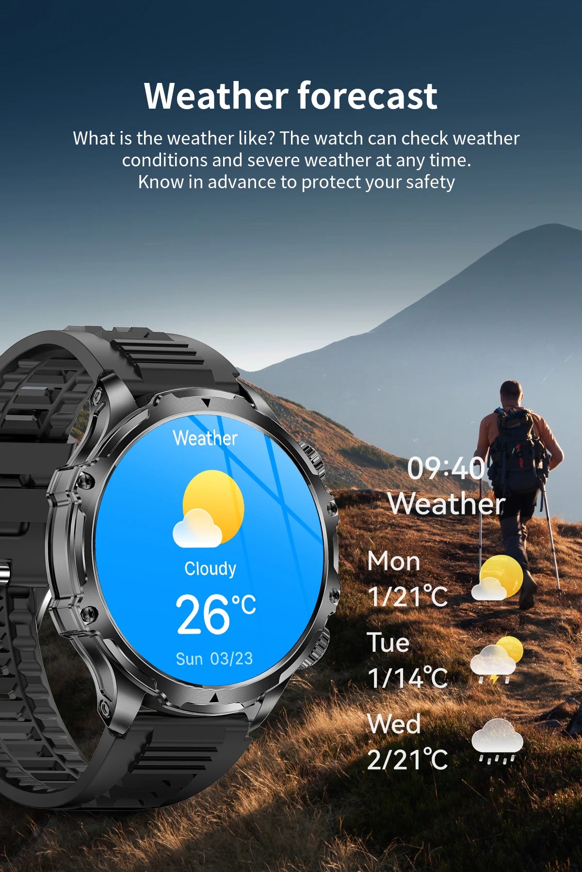 1.9 Inch Smart Watch for Men Bluetooth Calling 700 mAh Battery Fitness Tracker Waterproof Outdoor Sport Smartwatch for Android and iOS