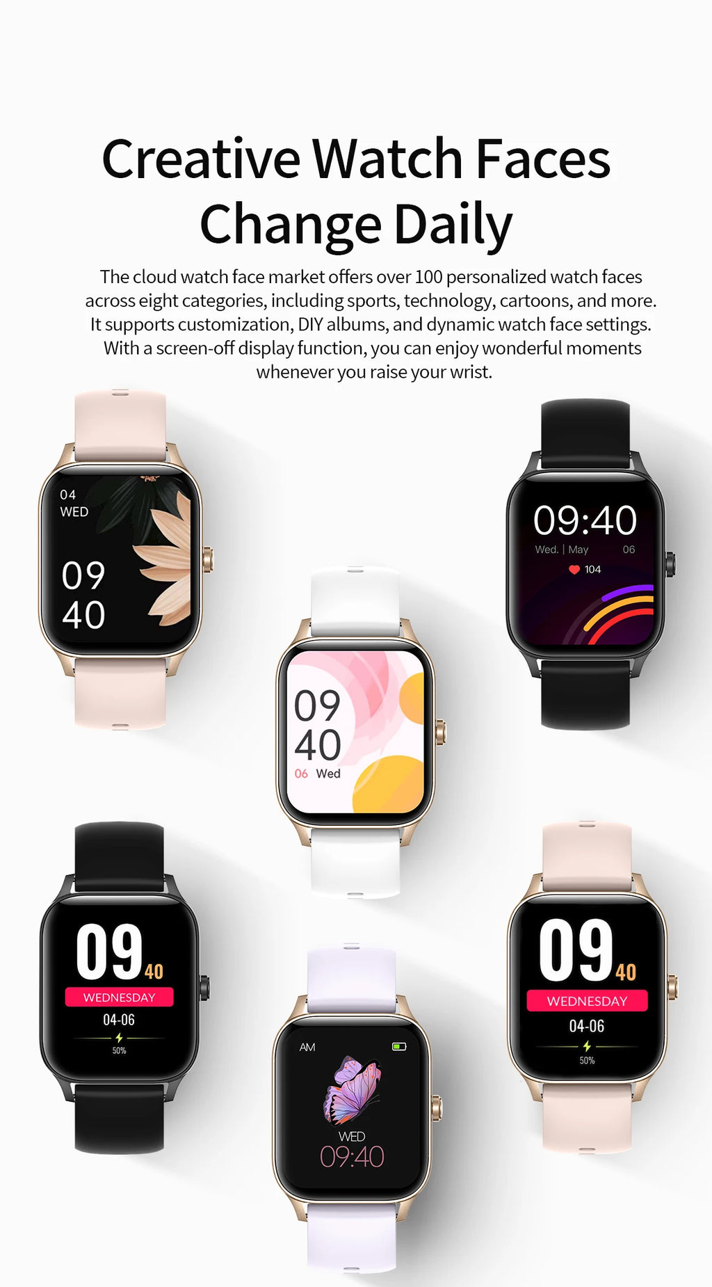1.85 Inch HD Smart Watch for Men and Women Bluetooth Calling Fitness Tracker Health Monitor Custom Watch Face Smartwatch for Android and iOS