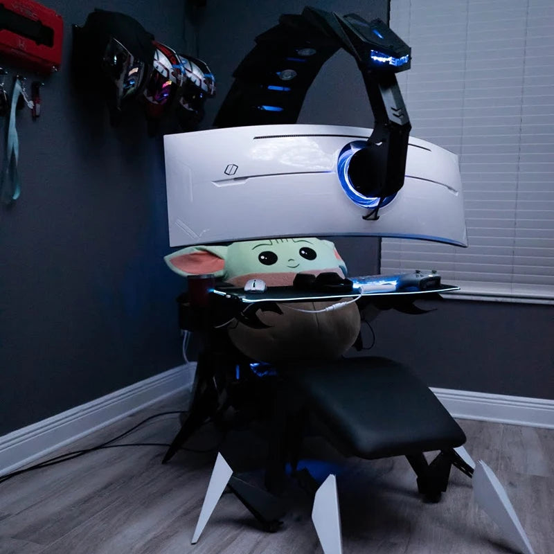 Ultra Gaming Cockpit Space Capsule Desk and Chair Set Integrated E Sports Workstation Home Office Gaming Setup