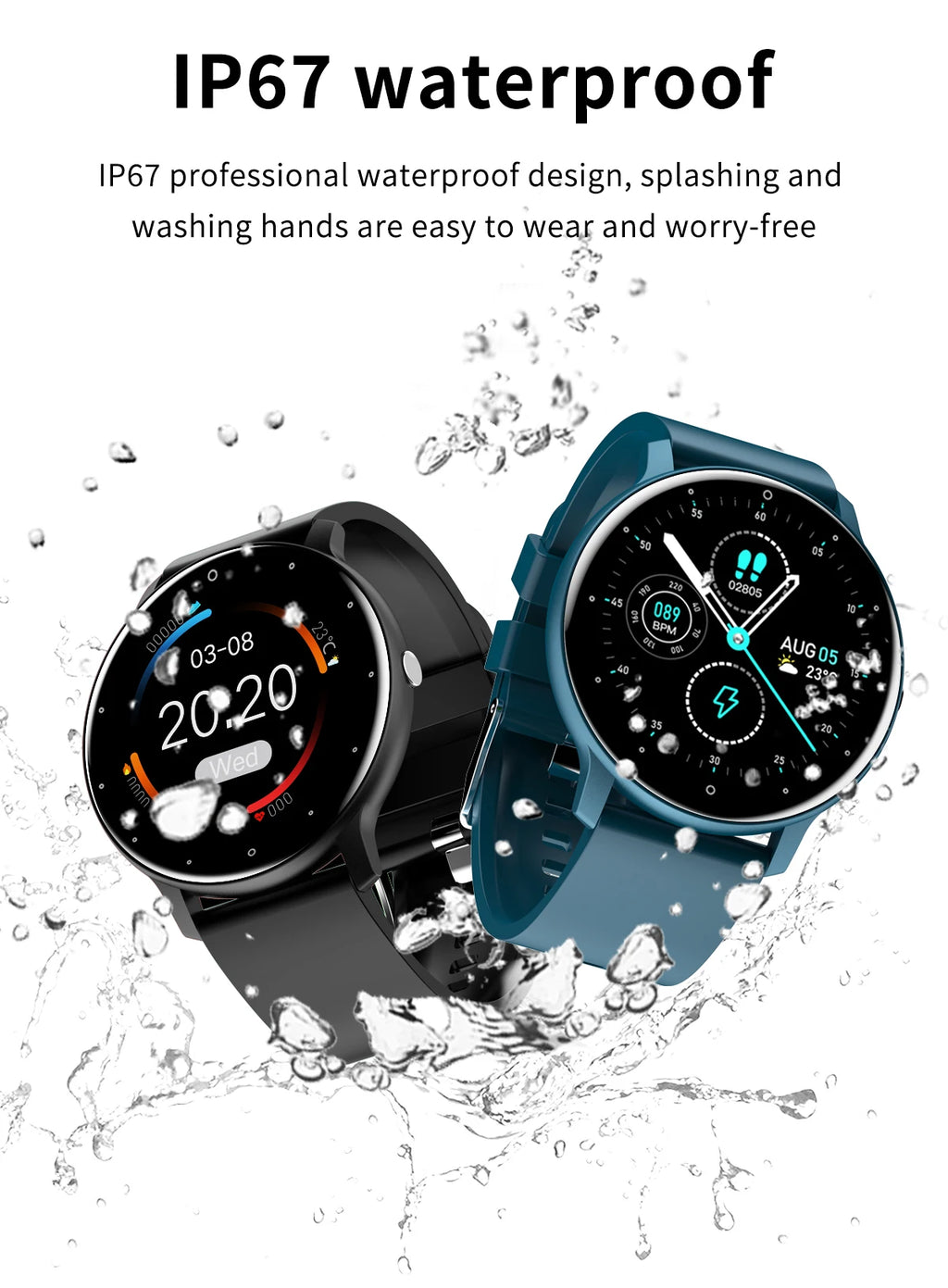 Fashion Smart Watch Full Touch Screen Fitness Tracker Bluetooth Smartwatch Waterproof for Men and Women Android and iOS