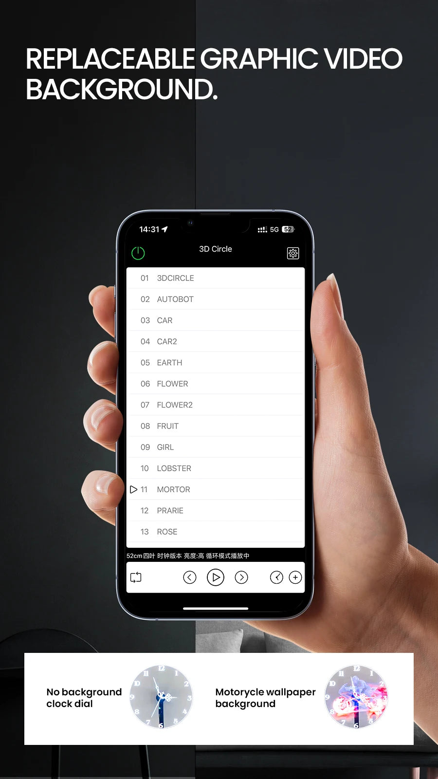 Cyberpunk 3d projector led digital large wall clock modern design decoration art big wall clock Can display images and videos