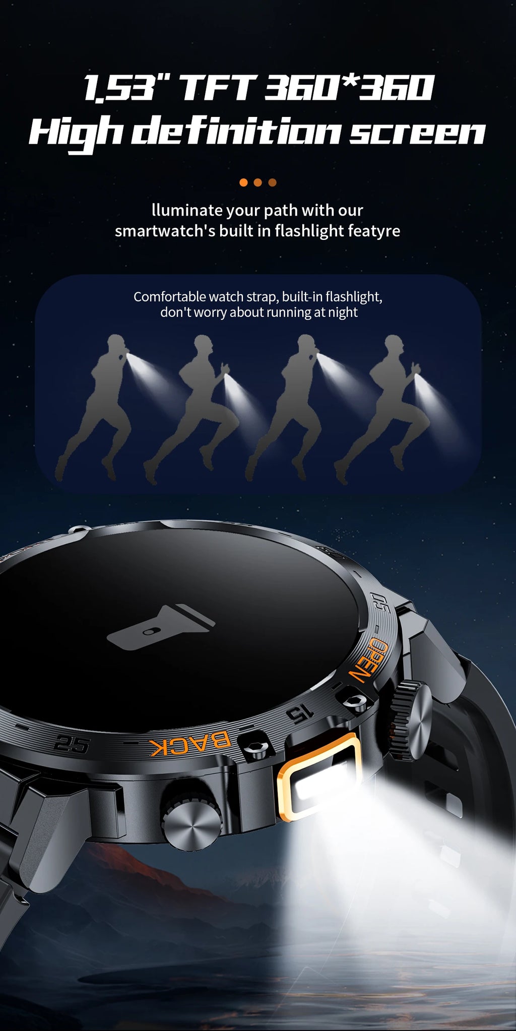HD Smart Watch for Men 360 by 360 Display Bluetooth Fitness Tracker Waterproof Sport Smartwatch for Android and iOS