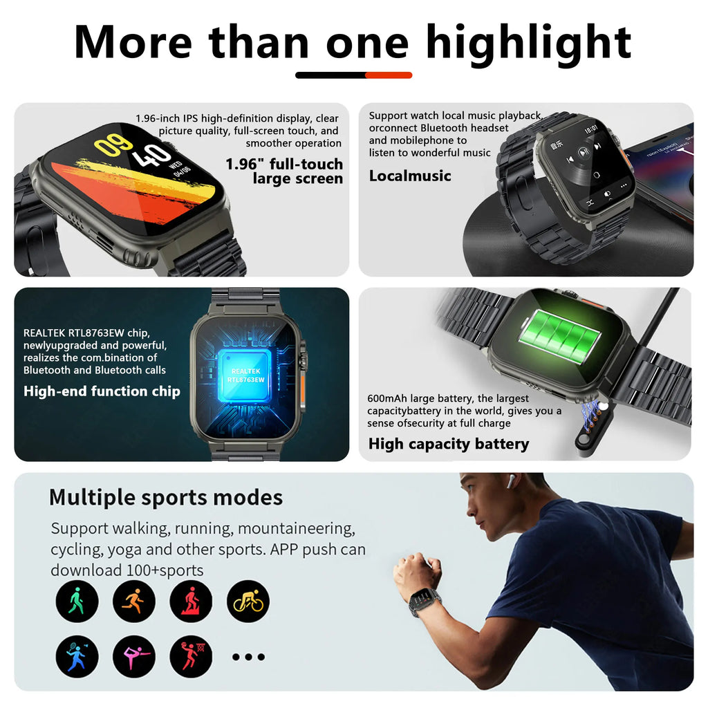 Ultra Power Smart Watch Bluetooth Call Local Music Fitness Tracker for Android and iOS