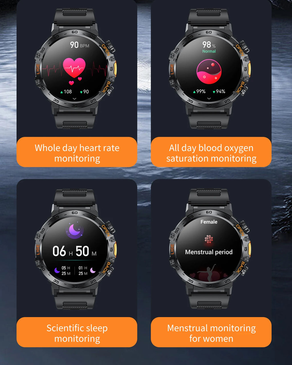 HD Smart Watch for Men 360 by 360 Display Bluetooth Fitness Tracker Waterproof Sport Smartwatch for Android and iOS