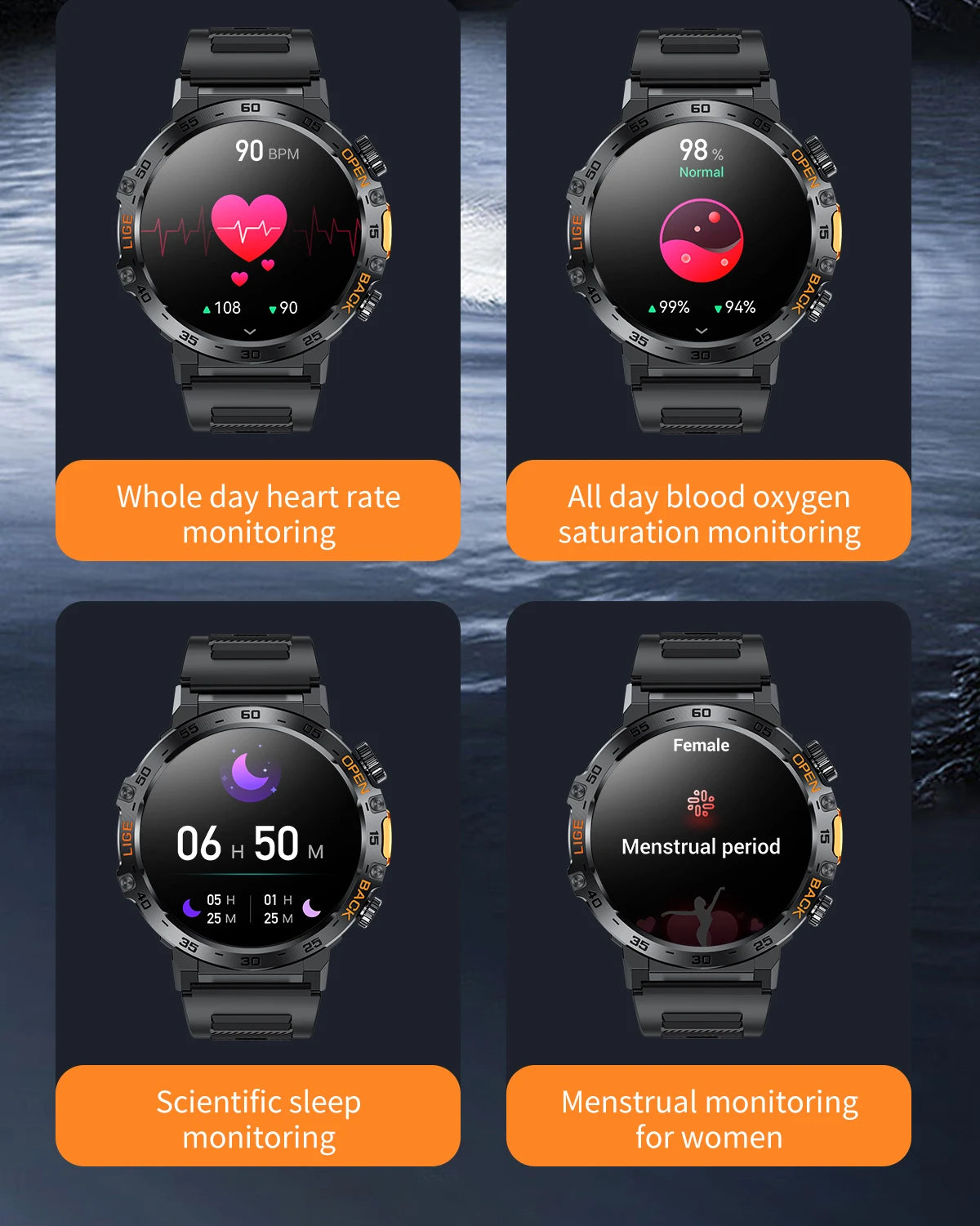 HD Smart Watch for Men 360 by 360 Display Bluetooth Fitness Tracker Waterproof Sport Smartwatch for Android and iOS