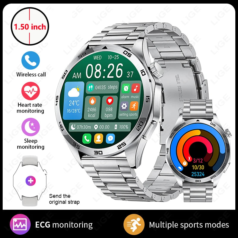 Smart Watch for Men Bluetooth Calling ECG Heart Rate Monitor Fitness Tracker Waterproof Smartwatch for Android and iOS