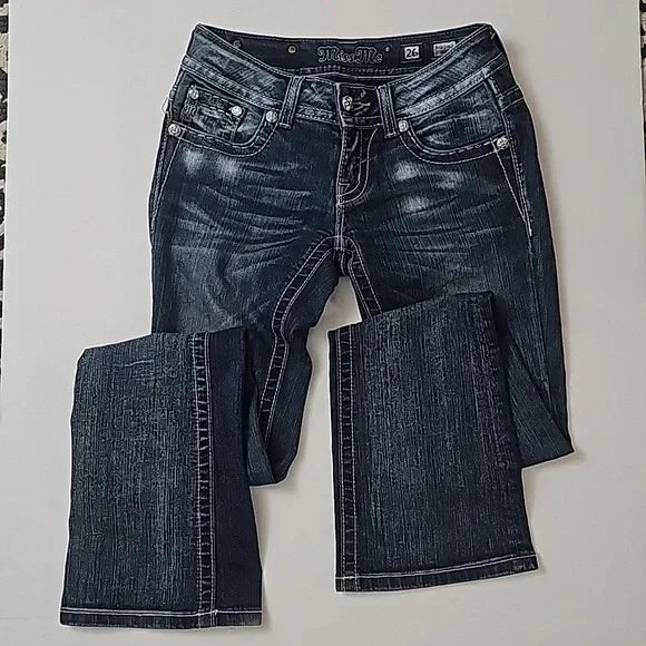 Womens Flared Jeans Diamond Embroidery Vintage Y2K Low Rise Baggy Denim Pants Streetwear Trousers