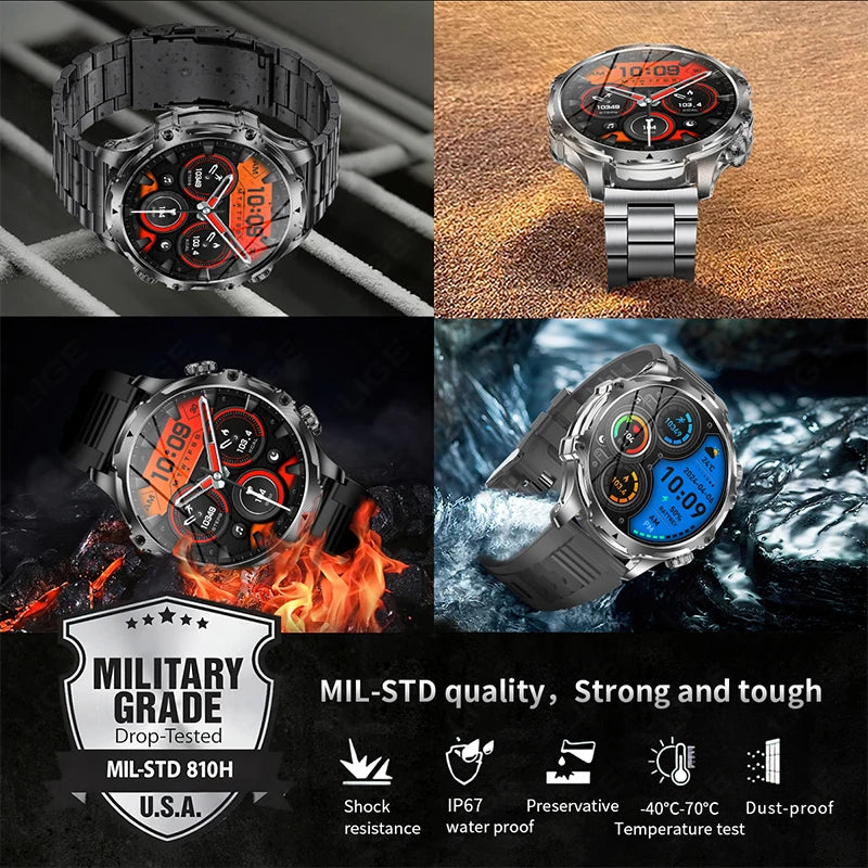 1.9 Inch Smart Watch for Men Bluetooth Calling 700 mAh Battery Fitness Tracker Waterproof Outdoor Sport Smartwatch for Android and iOS