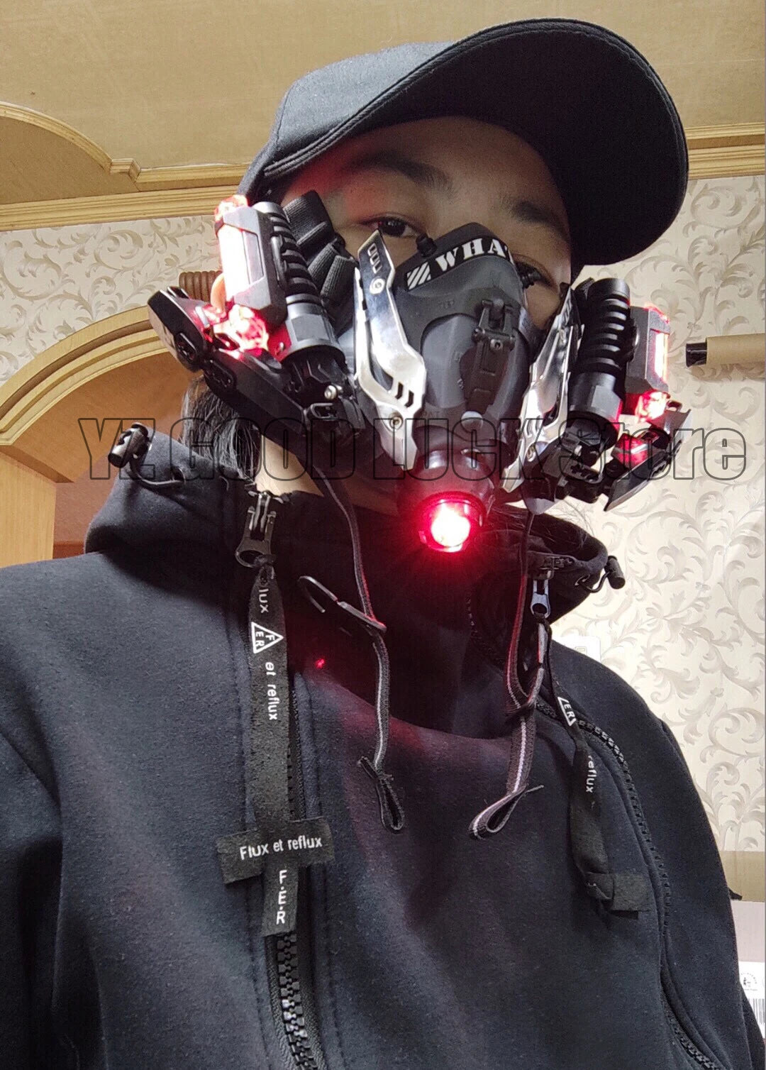 Cyberpunk Mechanical LED Cosplay Mask Futuristic Light Up Costume Mask for Festivals Parties Gaming and Creative Outfits by CyberTribe