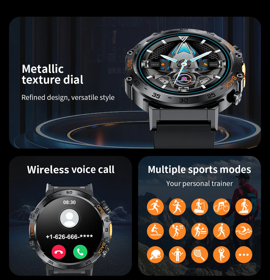 HD Smart Watch for Men 360 by 360 Display Bluetooth Fitness Tracker Waterproof Sport Smartwatch for Android and iOS