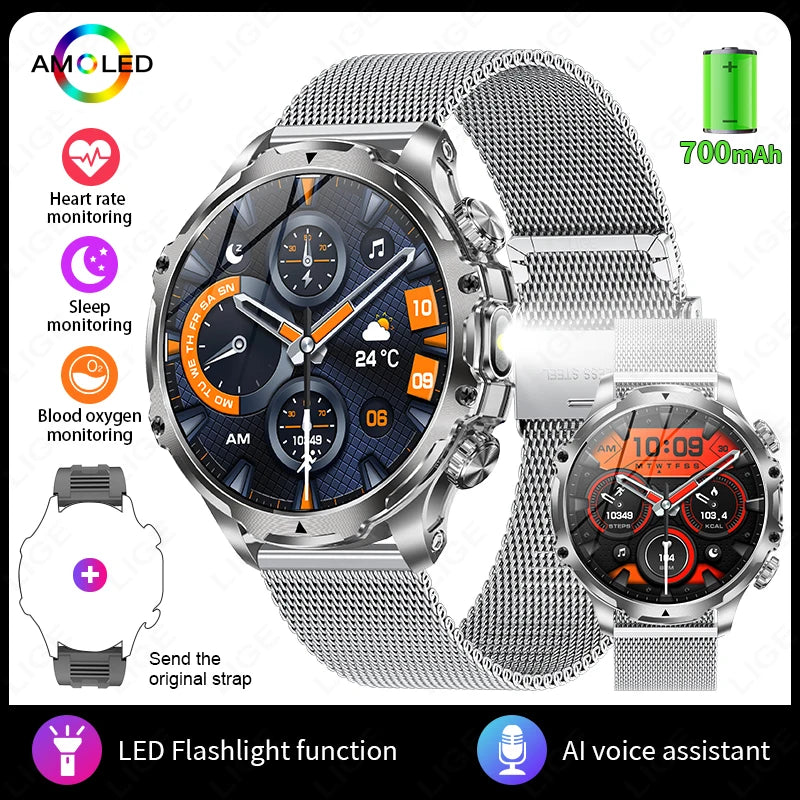 1.9 Inch Smart Watch for Men Bluetooth Calling 700 mAh Battery Fitness Tracker Waterproof Outdoor Sport Smartwatch for Android and iOS