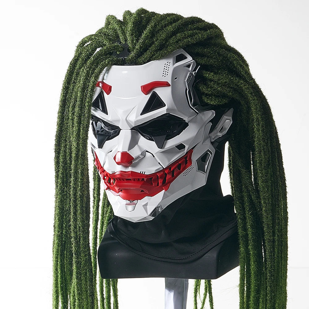 Cyberpunk Joker Masks with Clown Braids Cosplay Clown Costume Party Props Halloween Anime Role-Playing Gifts Toys for Adults