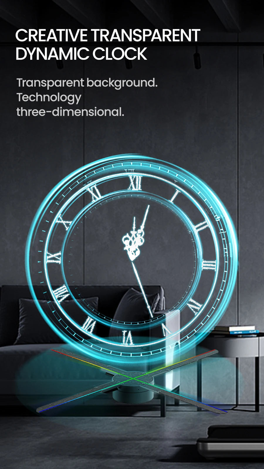 Cyberpunk 3d projector led digital large wall clock modern design decoration art big wall clock Can display images and videos