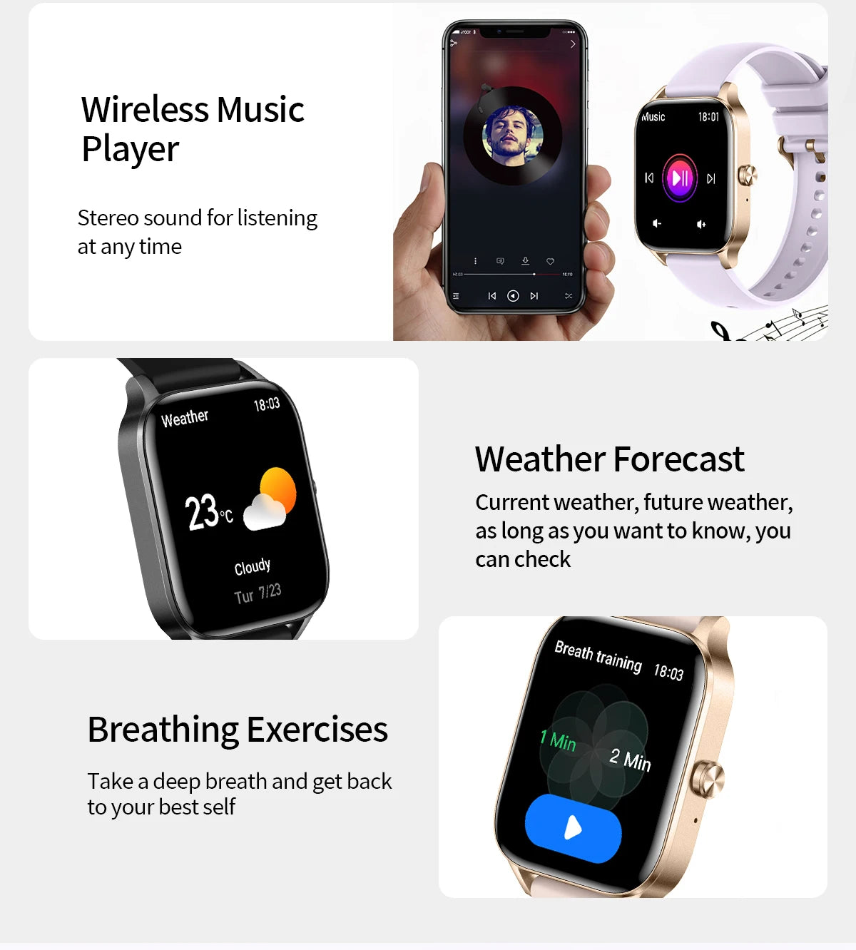 1.85 Inch HD Smart Watch for Men and Women Bluetooth Calling Fitness Tracker Health Monitor Custom Watch Face Smartwatch for Android and iOS