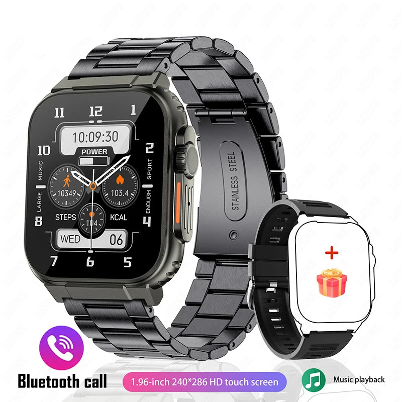 1.96 Inch AMOLED Smart Watch for Men Bluetooth Calling 600 mAh Battery Fitness Tracker Waterproof Outdoor Sport Smartwatch for Android and iOS