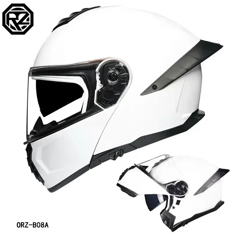 Bad Boy Flip Up Motorcycle Helmet Face Dual Visor Double Mirror Racing Helmet with Night Vision Lens for All Season Riding