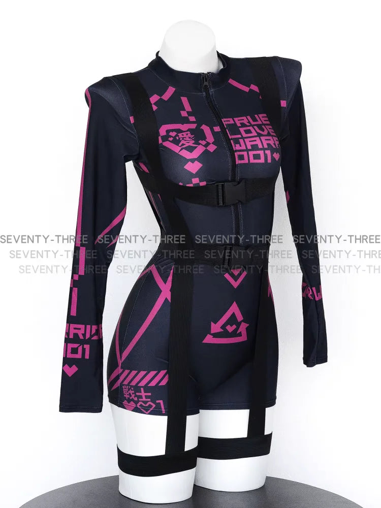 Cyberpunk Womans Mech Warrior Bodysuit Futuristic Assassin Agent Cosplay Suit for Festivals Conventions and Sci Fi Costumes by CyberTribe