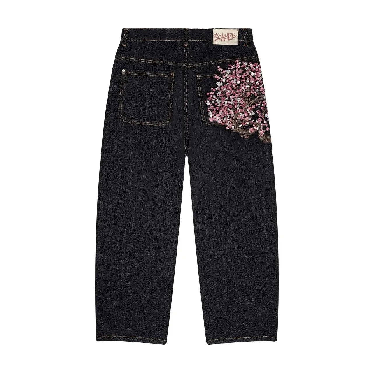 Womens Flared Jeans Diamond Embroidery Vintage Y2K Low Rise Baggy Denim Pants Streetwear Trousers