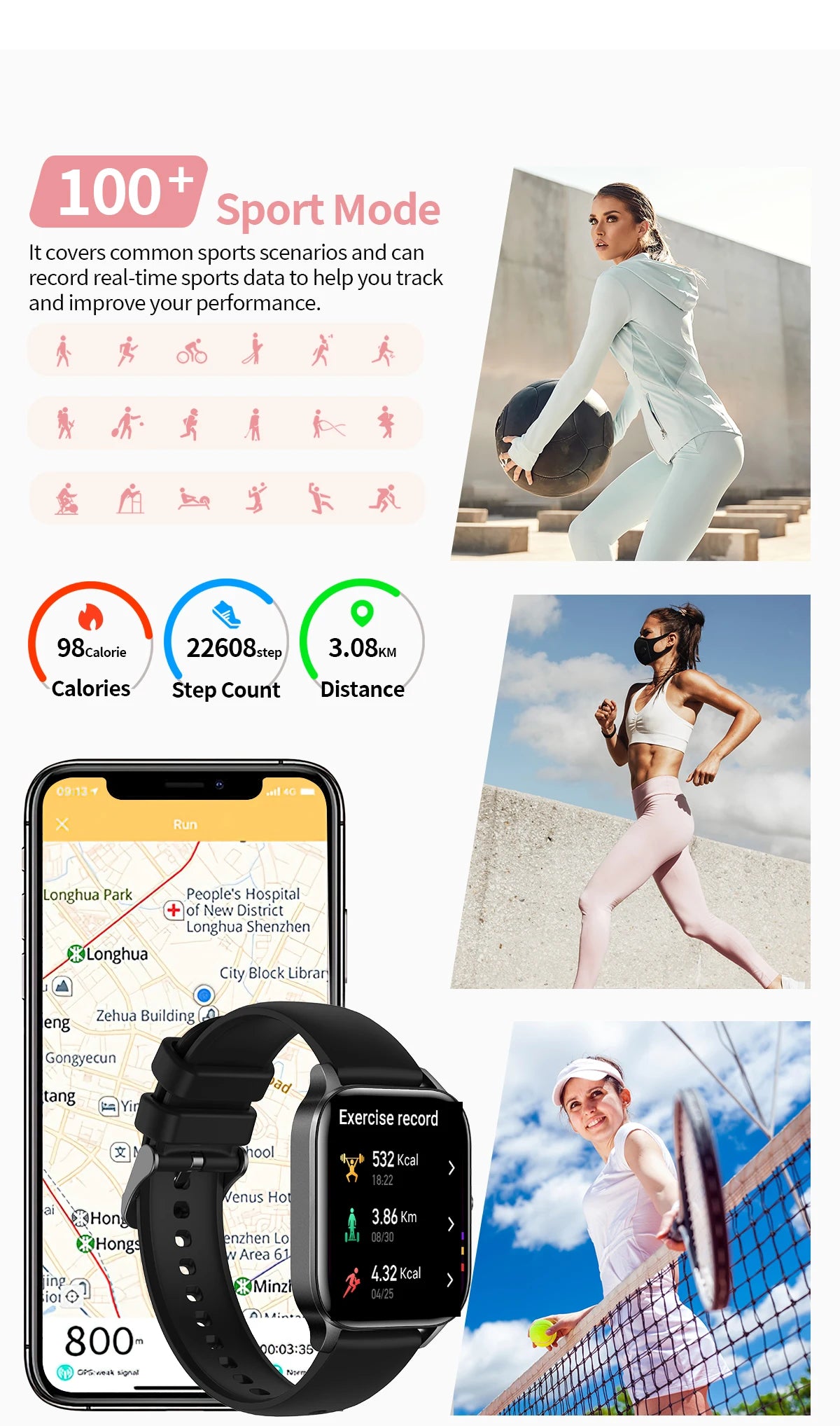 1.85 Inch HD Smart Watch for Men and Women Bluetooth Calling Fitness Tracker Health Monitor Custom Watch Face Smartwatch for Android and iOS