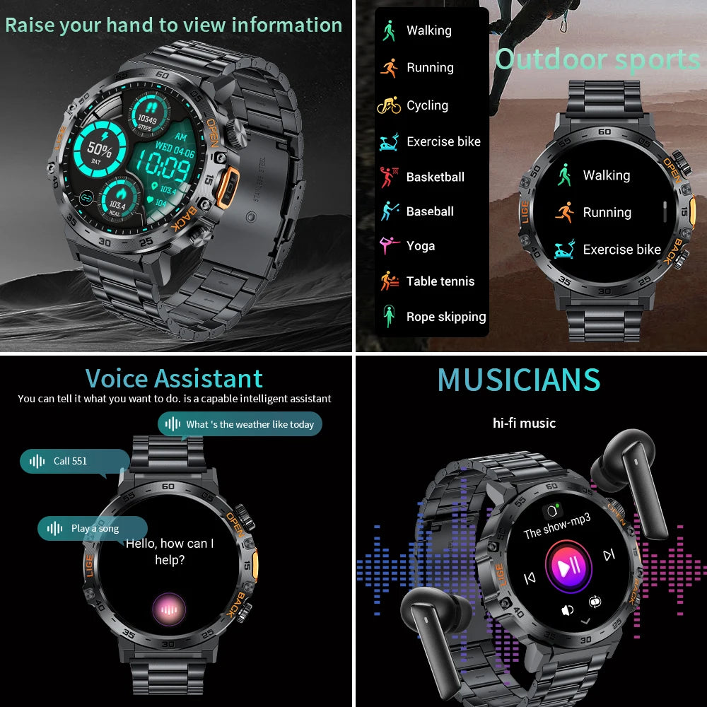 HD Smart Watch for Men 360 by 360 Display Bluetooth Fitness Tracker Waterproof Sport Smartwatch for Android and iOS