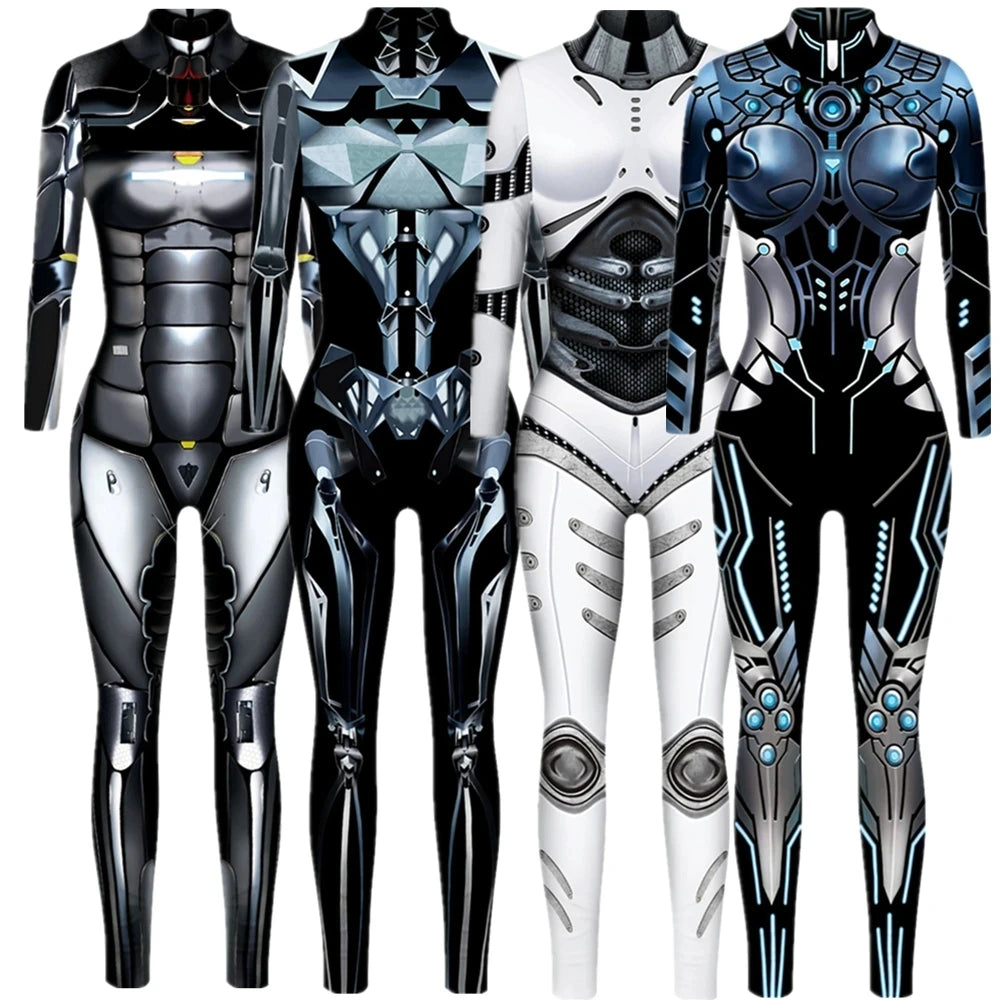 Cyberpunk Robot Punk Bodysuit Futuristic Cosplay Zentai Suit for Festivals Halloween Costumes and Sci Fi Fashion by CyberTribe