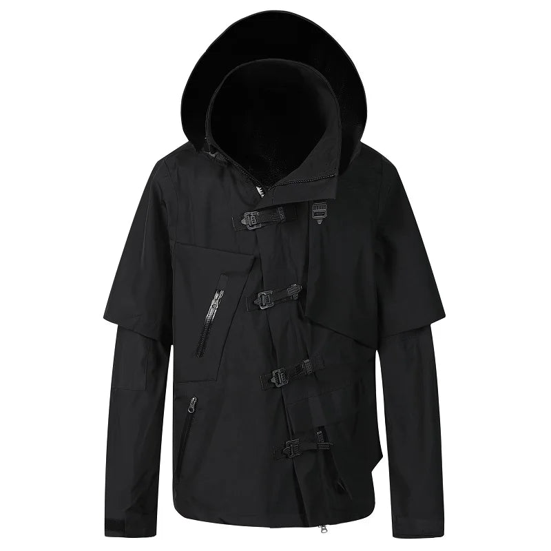 Techwear Cyberpunk Jacket Waterproof Two Way Zipper Darkwear Urban Streetwear Outdoor Jacket for Men