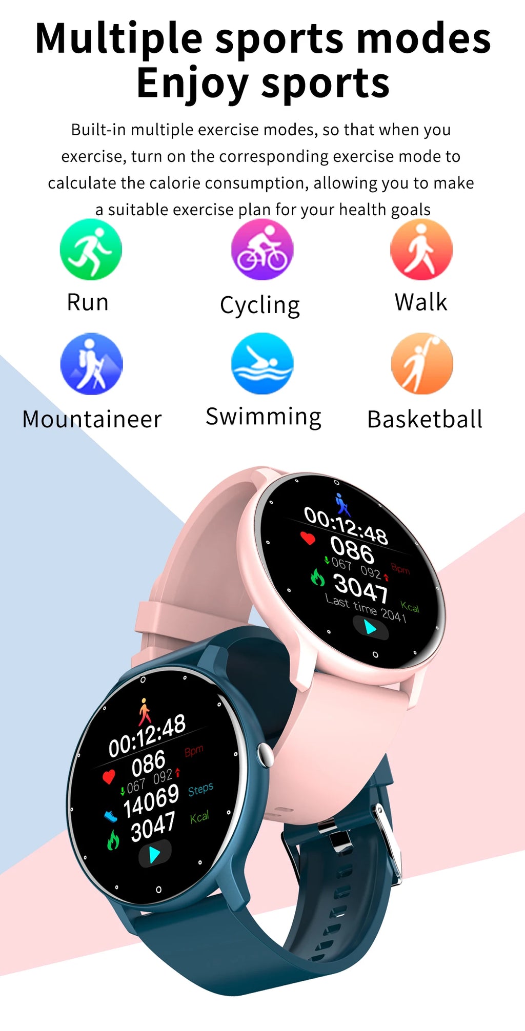 Fashion Smart Watch Full Touch Screen Fitness Tracker Bluetooth Smartwatch Waterproof for Men and Women Android and iOS
