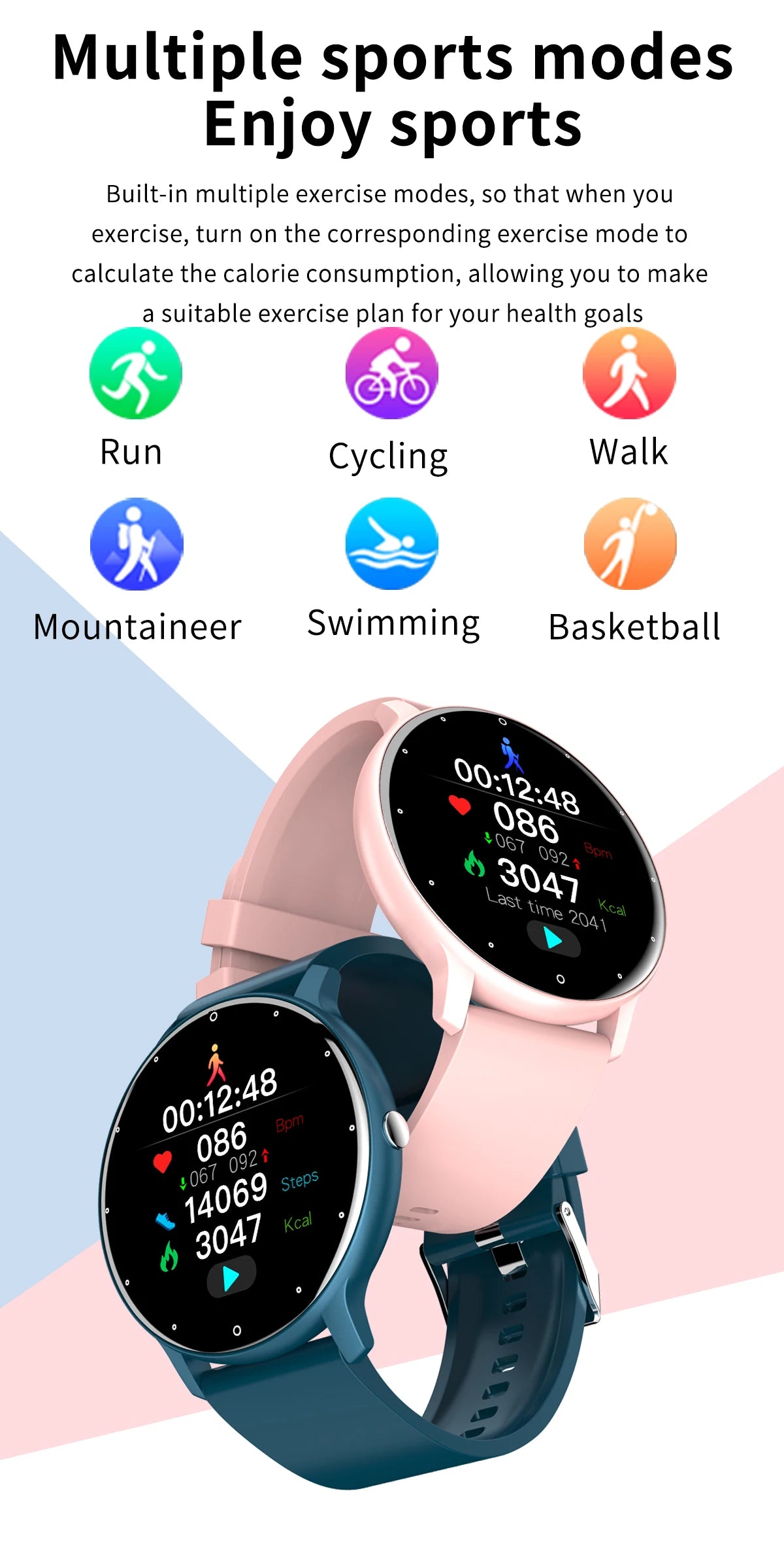 Fashion Smart Watch Full Touch Screen Fitness Tracker Bluetooth Smartwatch Waterproof for Men and Women Android and iOS