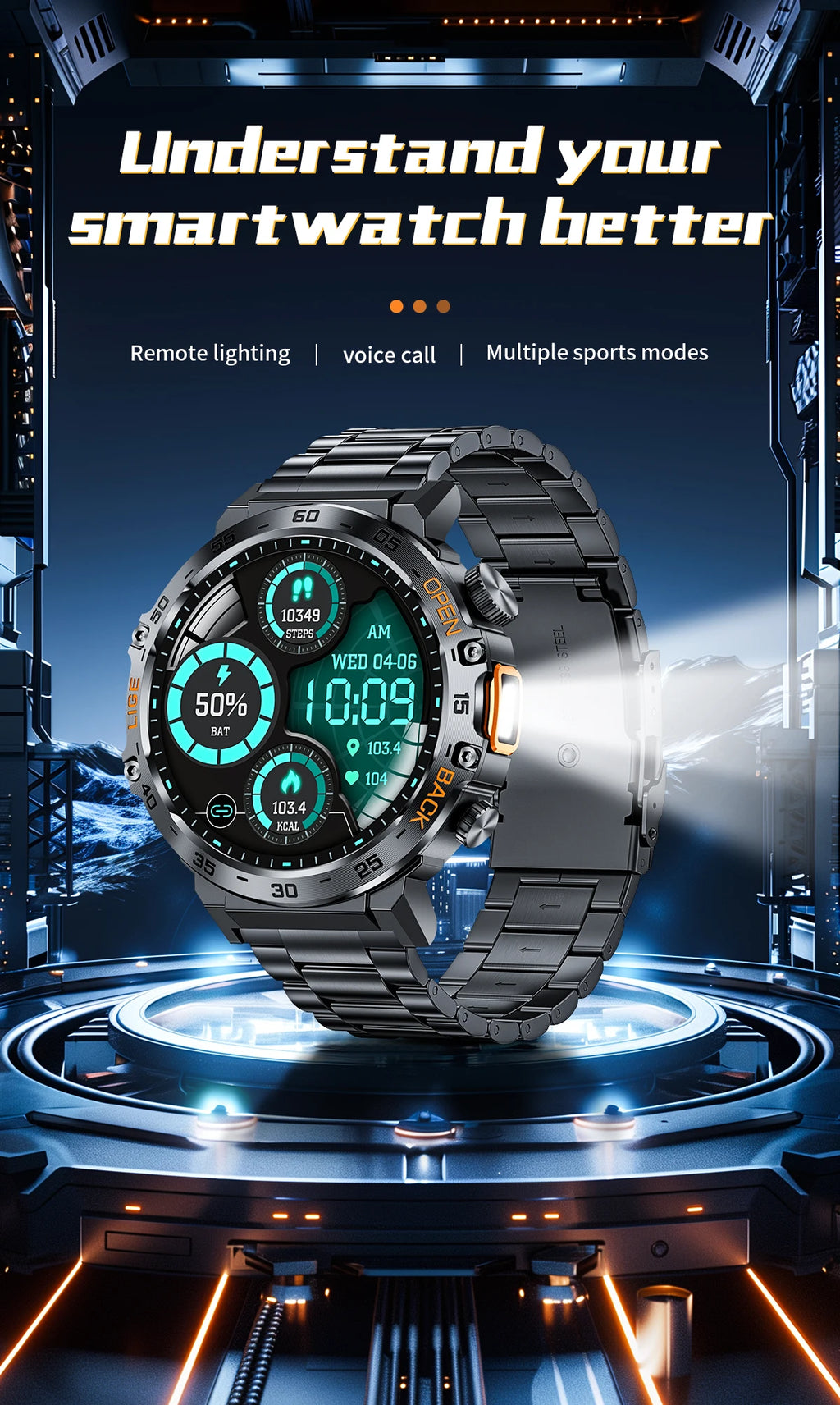 HD Smart Watch for Men 360 by 360 Display Bluetooth Fitness Tracker Waterproof Sport Smartwatch for Android and iOS