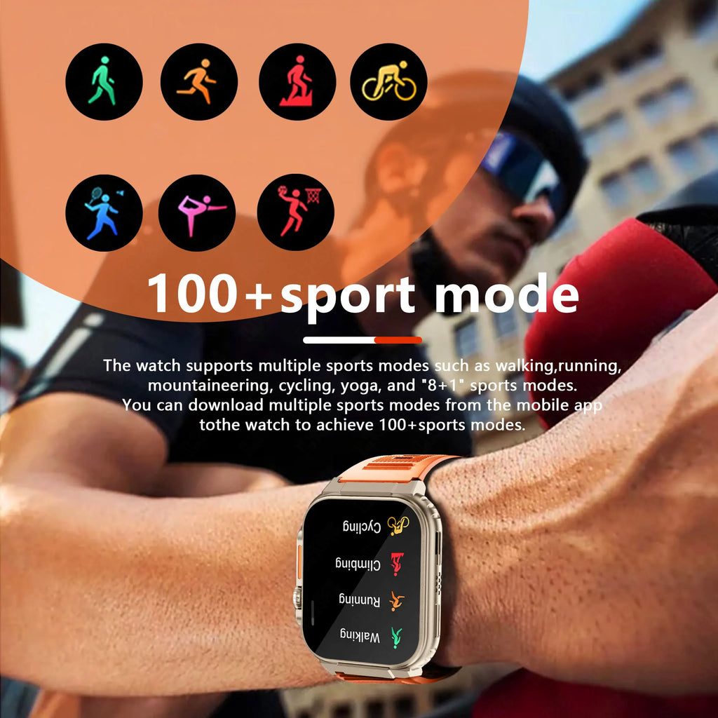 1.96 Inch AMOLED Smart Watch for Men Bluetooth Calling 600 mAh Battery Fitness Tracker Waterproof Outdoor Sport Smartwatch for Android and iOS