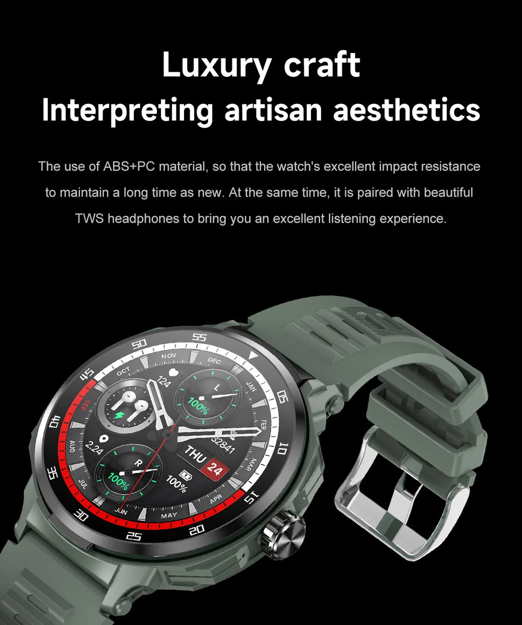 2 in 1 Smart Watch with Wireless Earbuds Bluetooth Calling NFC Health Monitor Fitness Tracker Smartwatch for Android and iOS