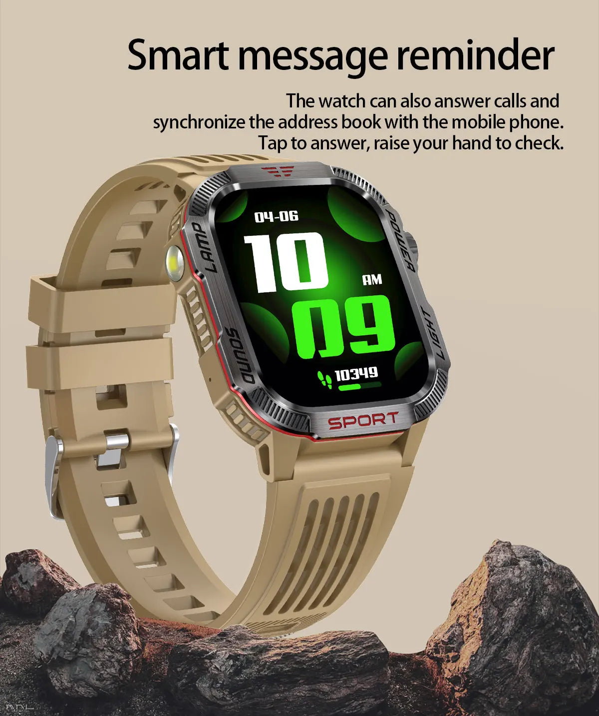 Military Outdoor Smart Watch for Men 600 mAh Battery Bluetooth Calling Fitness Tracker Blood Oxygen Monitor Waterproof Smartwatch for Android and iOS