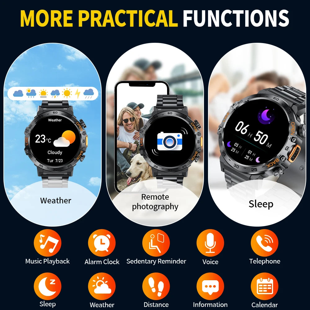 HD Smart Watch for Men 360 by 360 Display Bluetooth Fitness Tracker Waterproof Sport Smartwatch for Android and iOS
