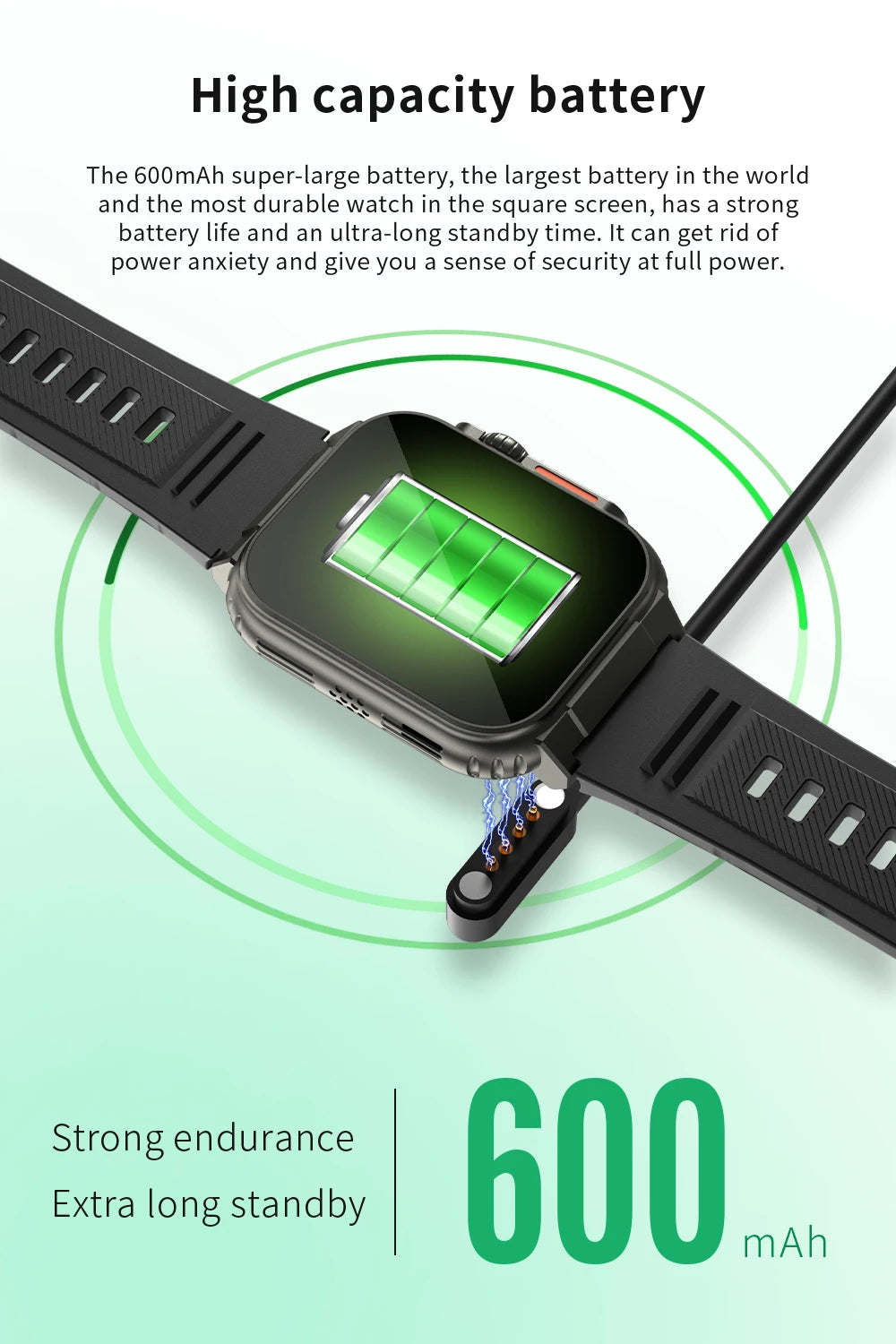 1.96 Inch AMOLED Smart Watch for Men Bluetooth Calling 600 mAh Battery Fitness Tracker Waterproof Outdoor Sport Smartwatch for Android and iOS