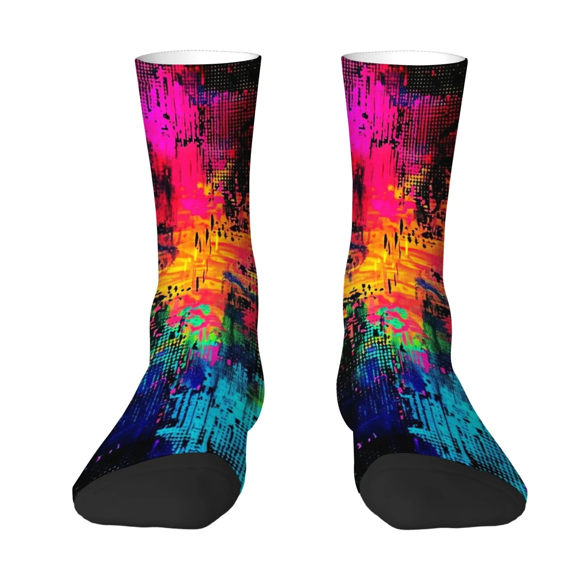CyberTribe Ink-Splattered Graffiti Men's Socks Street Hip-Hop Retro Fashion Socks Novelty Funny Compression Socks Party Gift