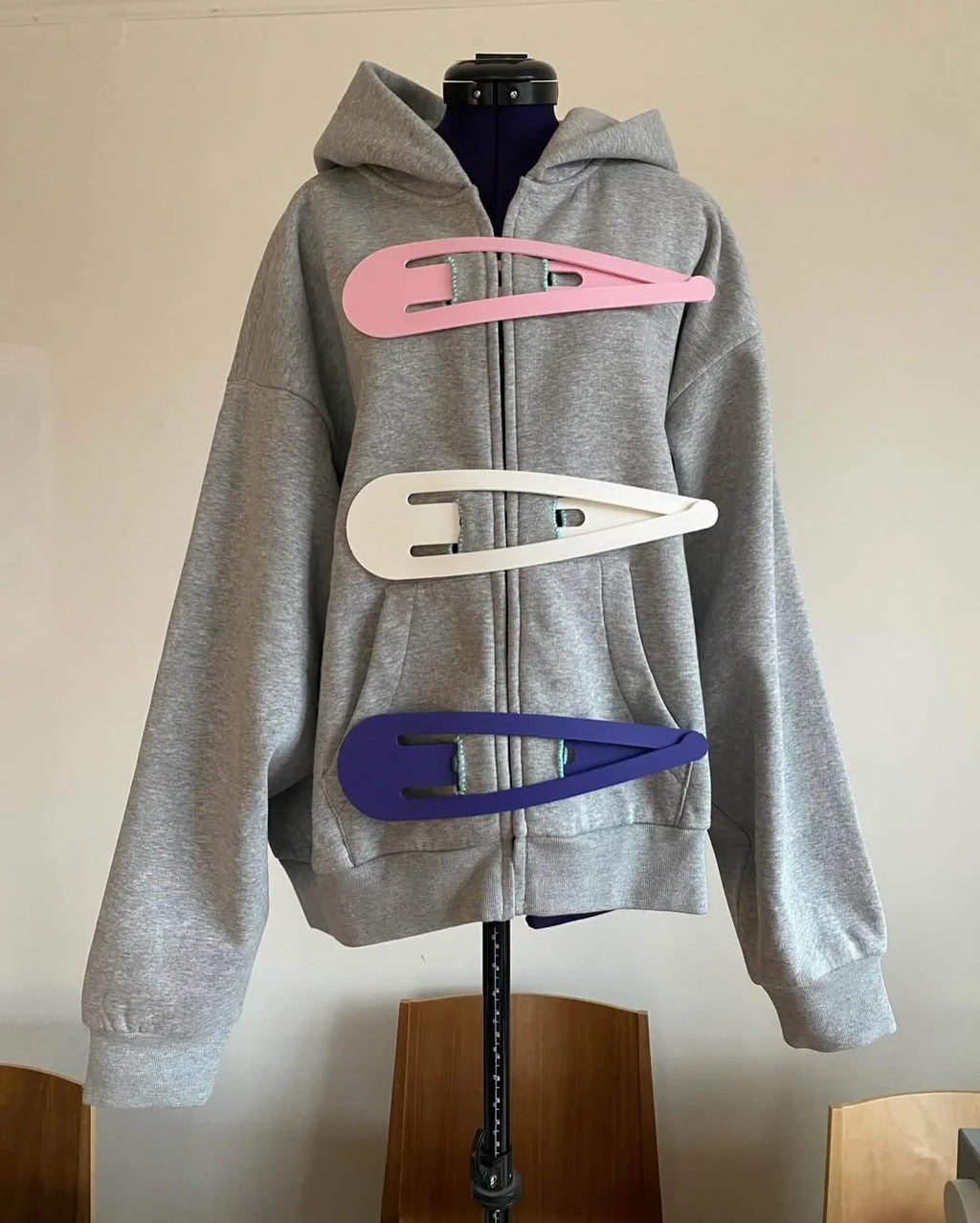 Womens Detachable Hoodie Clip Design Zip Up Sweatshirt Goth Grunge Cardigan Jacket Streetwear Fashion