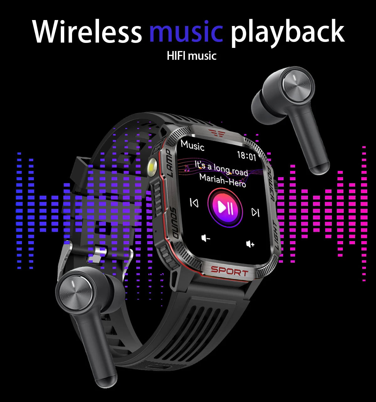 Military Outdoor Smart Watch for Men 600 mAh Battery Bluetooth Calling Fitness Tracker Blood Oxygen Monitor Waterproof Smartwatch for Android and iOS