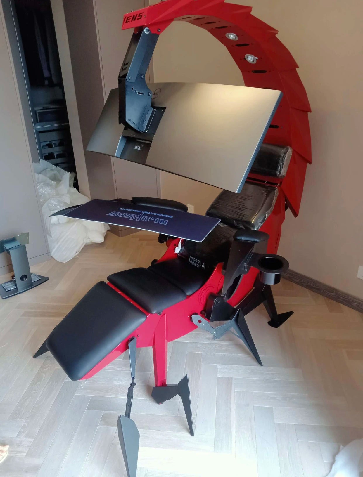 Ultra Gaming Cockpit Space Capsule Desk and Chair Set Integrated E Sports Workstation Home Office Gaming Setup