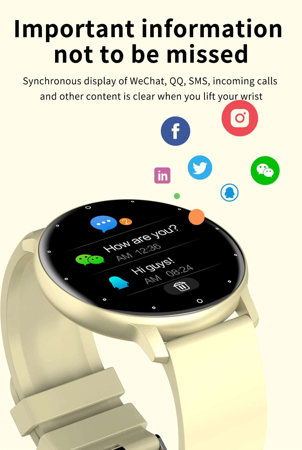 Fashion Smart Watch Full Touch Screen Fitness Tracker Bluetooth Smartwatch Waterproof for Men and Women Android and iOS