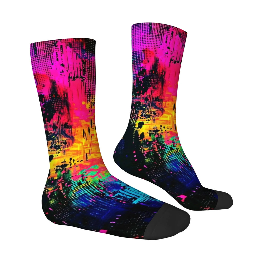 CyberTribe Ink-Splattered Graffiti Men's Socks Street Hip-Hop Retro Fashion Socks Novelty Funny Compression Socks Party Gift