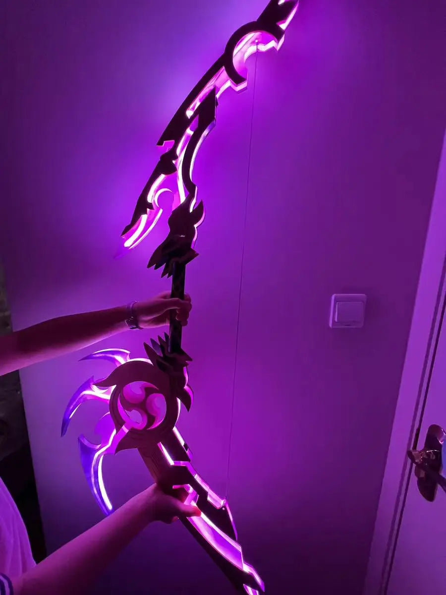 CyberTribe Anime Inspired Raiden Style Cosplay Bow and Arrow Prop Luminous Halloween Costume Weapon for Cosplay and Events