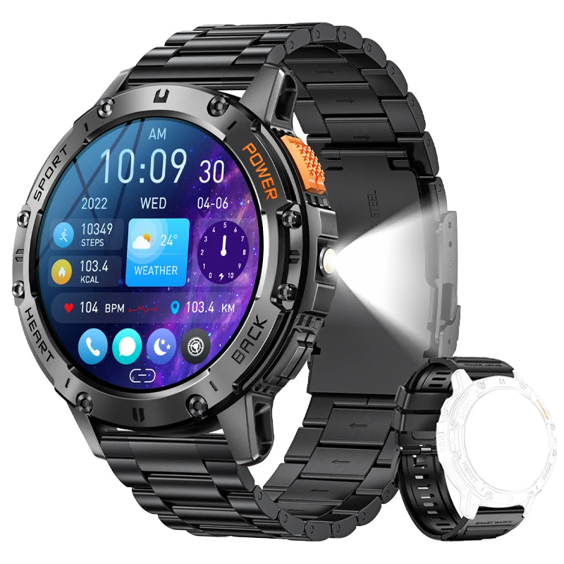 Smart Watch for Men Bluetooth Calling Fitness Tracker Waterproof Sport Smartwatch with Flashlight for Android and iOS