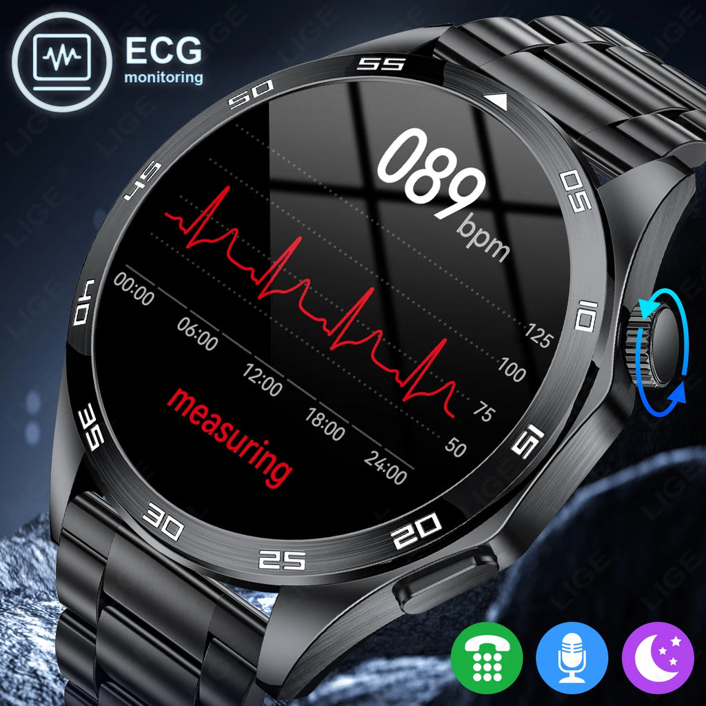 Smart Watch for Men Bluetooth Calling ECG Heart Rate Monitor Fitness Tracker Waterproof Smartwatch for Android and iOS