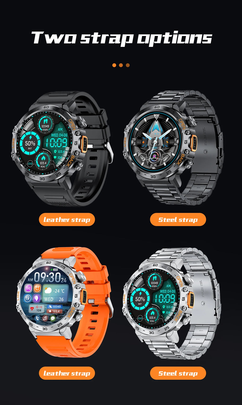 HD Smart Watch for Men 360 by 360 Display Bluetooth Fitness Tracker Waterproof Sport Smartwatch for Android and iOS