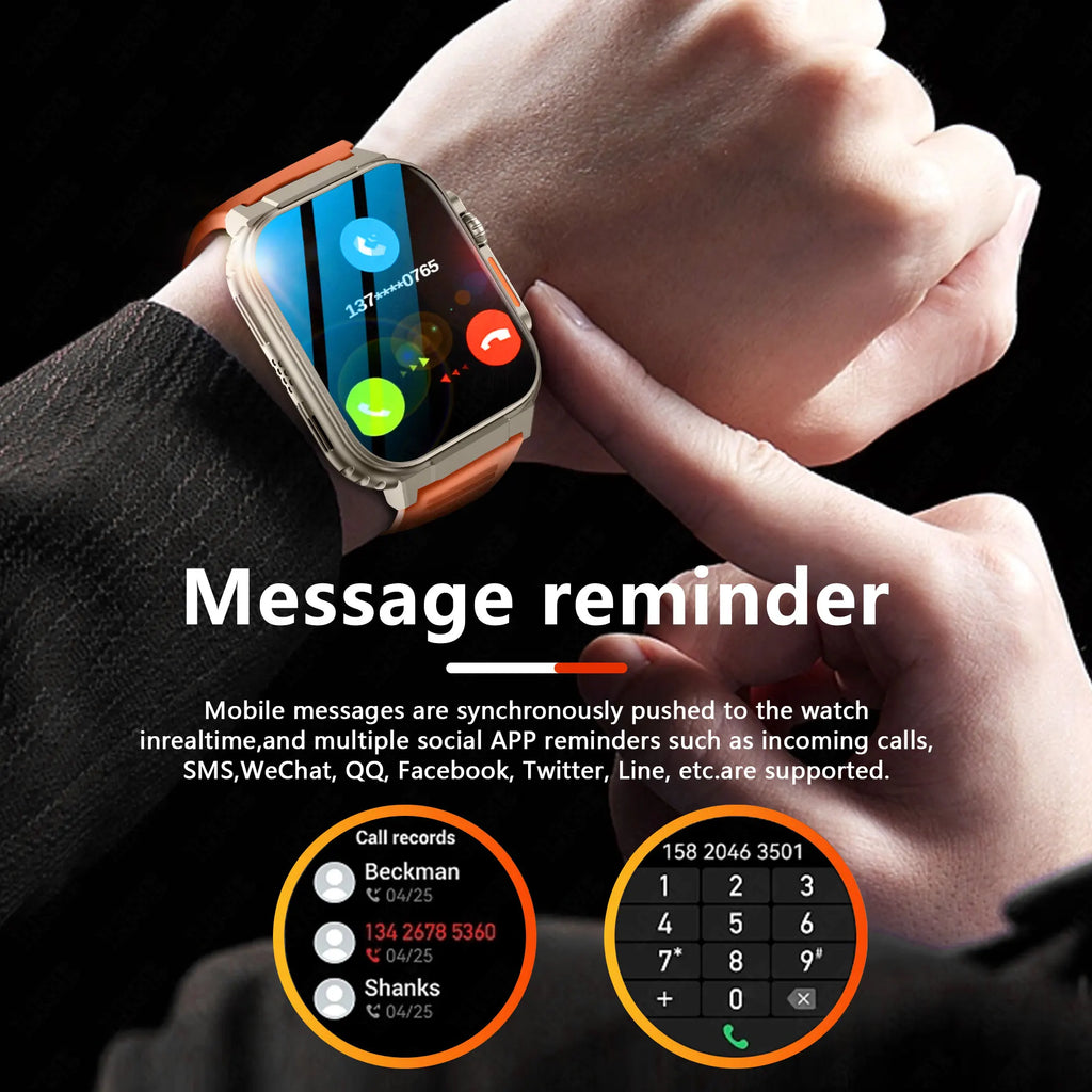 1.96 Inch AMOLED Smart Watch for Men Bluetooth Calling 600 mAh Battery Fitness Tracker Waterproof Outdoor Sport Smartwatch for Android and iOS