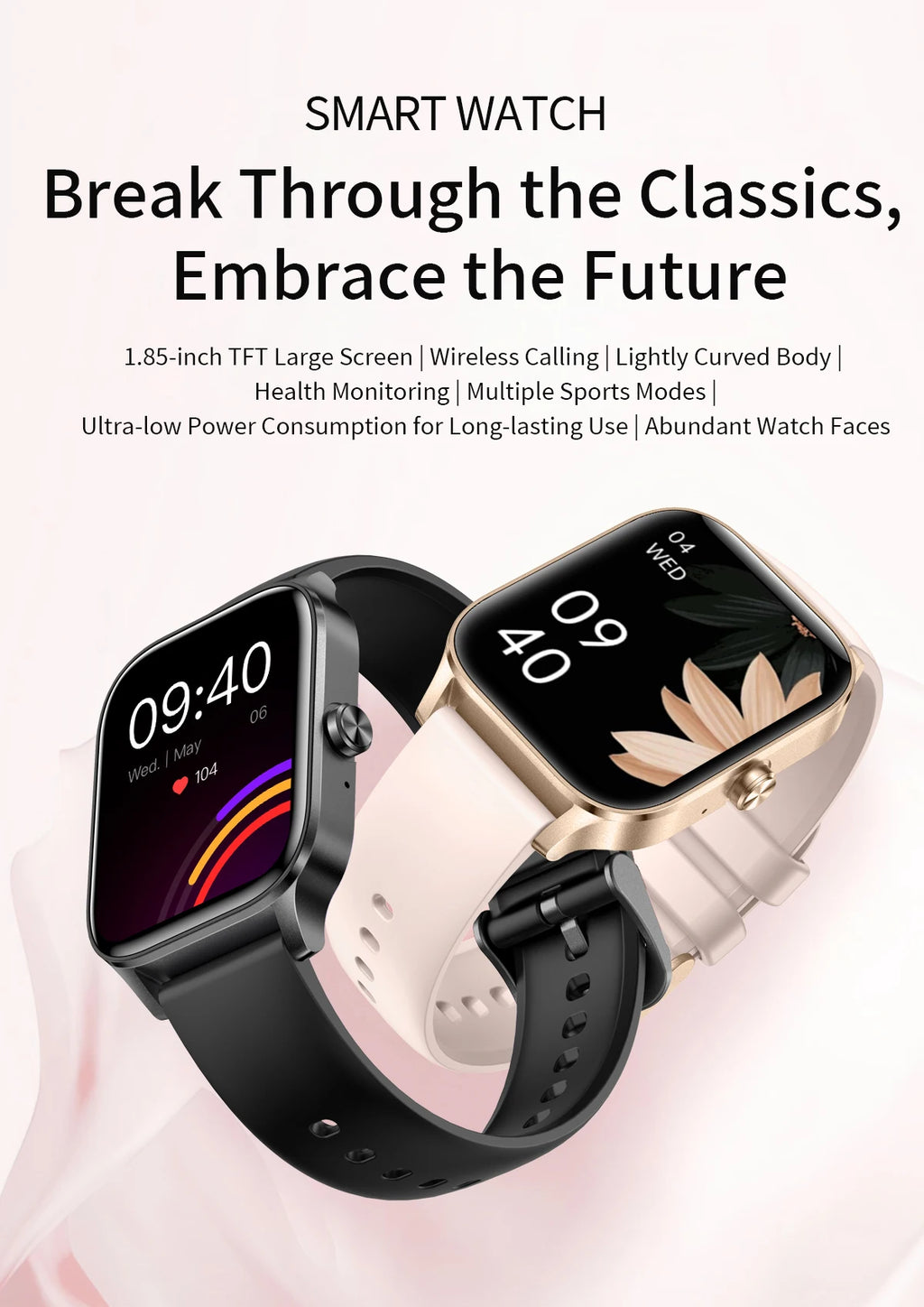1.85 Inch HD Smart Watch for Men and Women Bluetooth Calling Fitness Tracker Health Monitor Custom Watch Face Smartwatch for Android and iOS