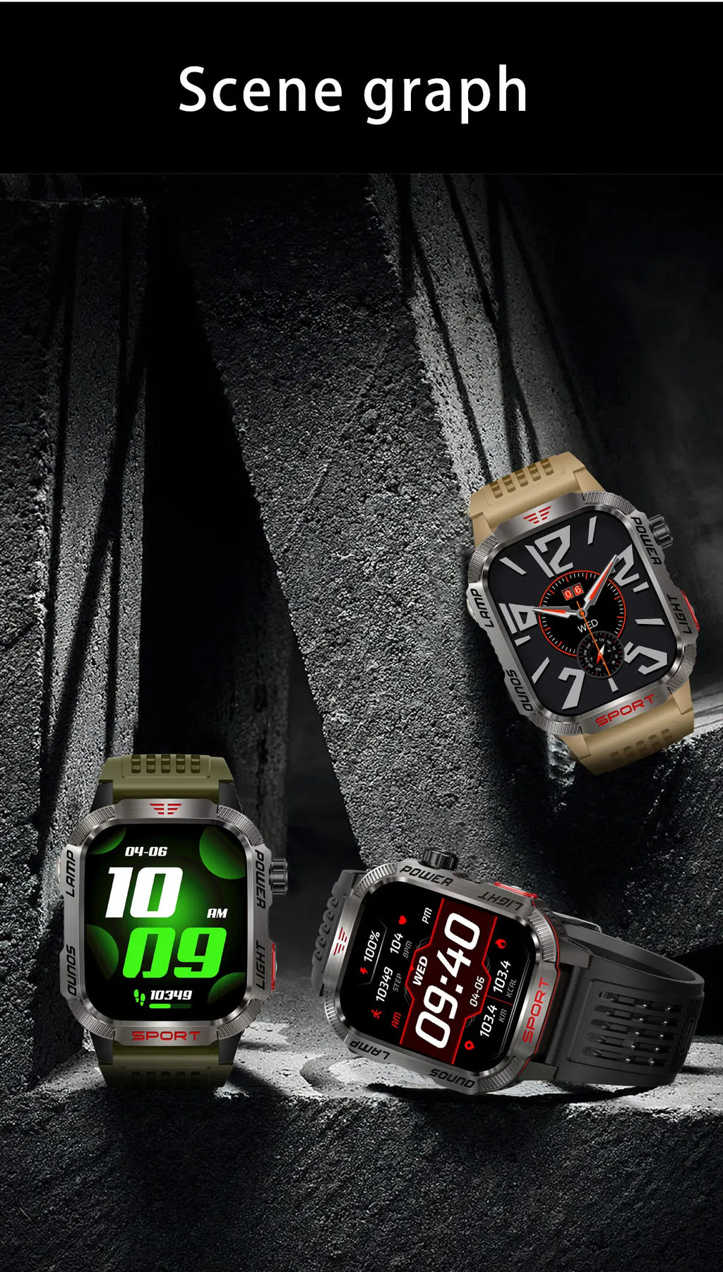 Military Outdoor Smart Watch for Men 600 mAh Battery Bluetooth Calling Fitness Tracker Blood Oxygen Monitor Waterproof Smartwatch for Android and iOS